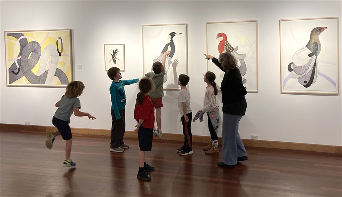 Visitors enjoying Michelle Cawthorn's 'Songbird' 